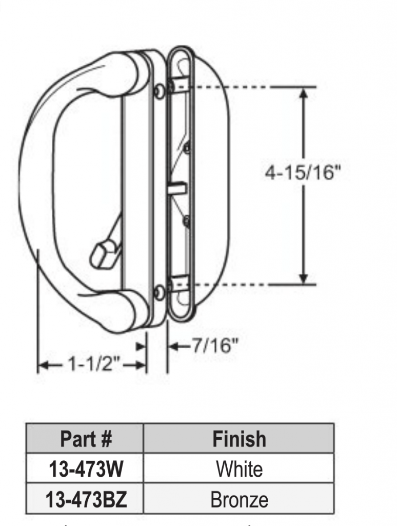 Milgard Patio Door Handle 13473 White or Bronze Window Repair Parts